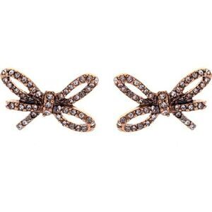 Clear Crystal Bow Knot Vintage Gold Stud Earrings
